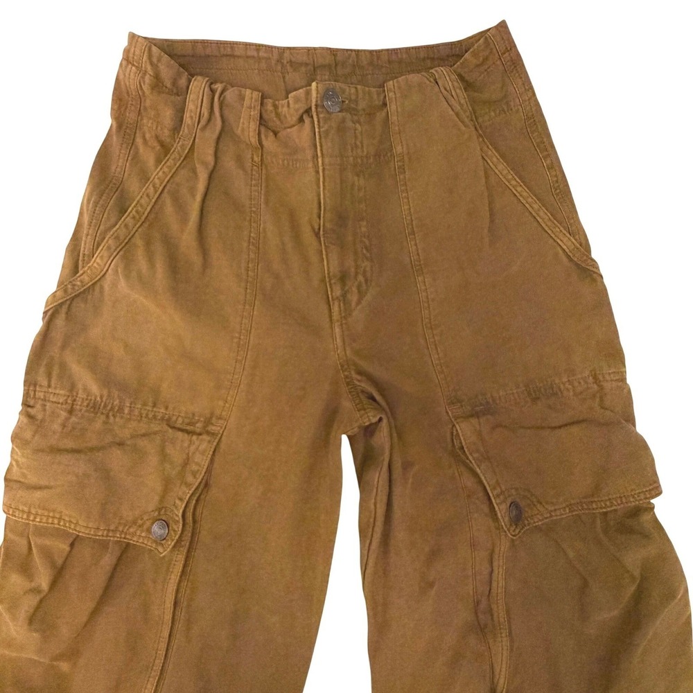 Free People Womens Brentwood Slouchy Cargo Pants Size 4 Bronze Brown Workwear - Picture 4 of 7